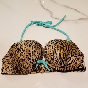 Victoria's Secret Cheetah / Teal Bikini Top